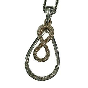 Sterling Silver and 10K GP Rose Gold Diamond Neckl